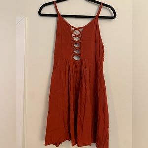 Planet Blue Criss Cross Burnt Orange Mini Dress